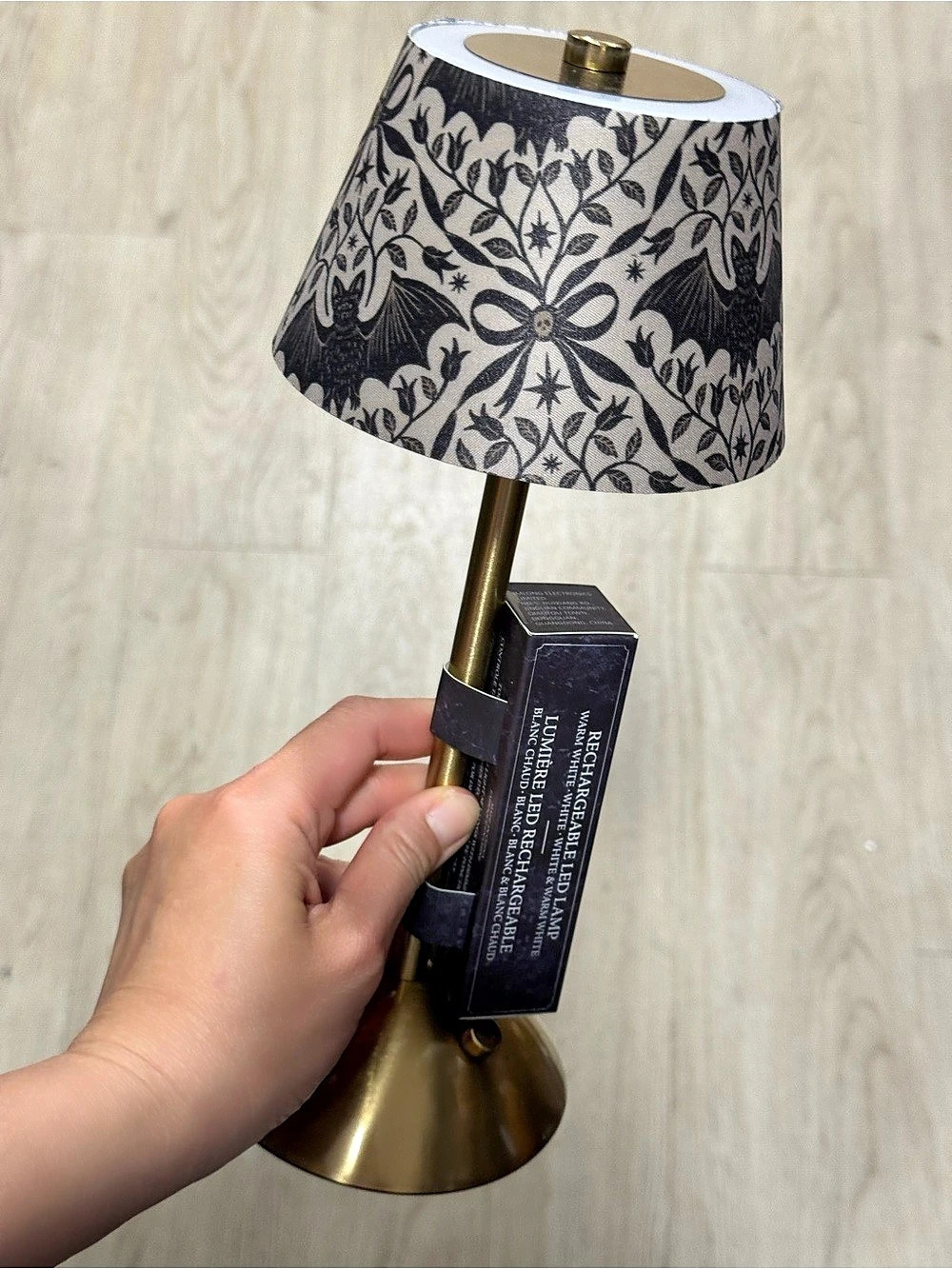 Floral Table Lamp in Black & Gold NWT